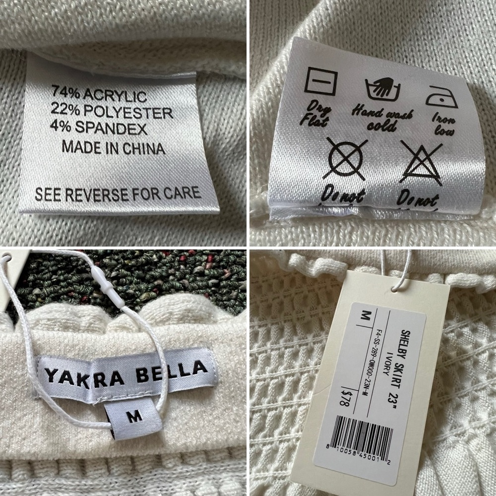 YAKIRA BELLA White Scrunch Ruched High-Waist Elastic Knee-Length Modest Skirt M - Picture 12 of 16